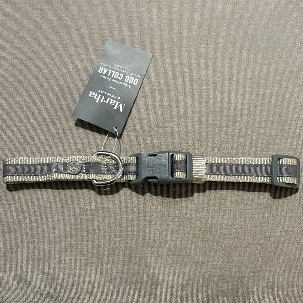 NWT [Martha Stewart] Adjustable Nylon Dog Collar in Bowtie Tan, Multiple Sizes!